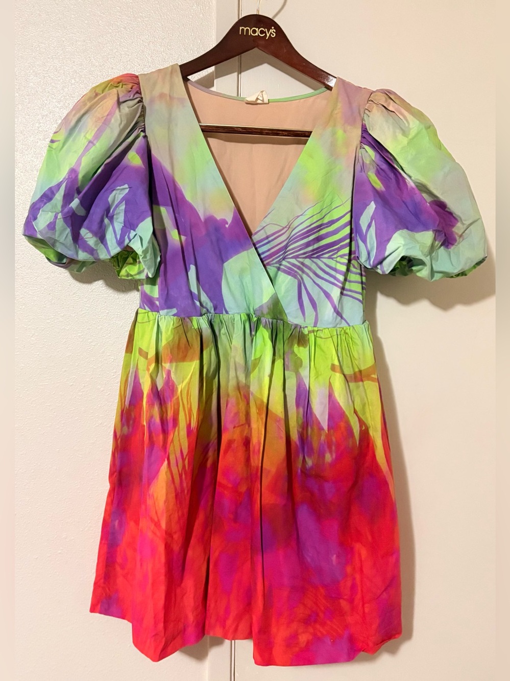 Anthropologie Plenty by Tracy Reese puff-sleeve surplice dress size medium